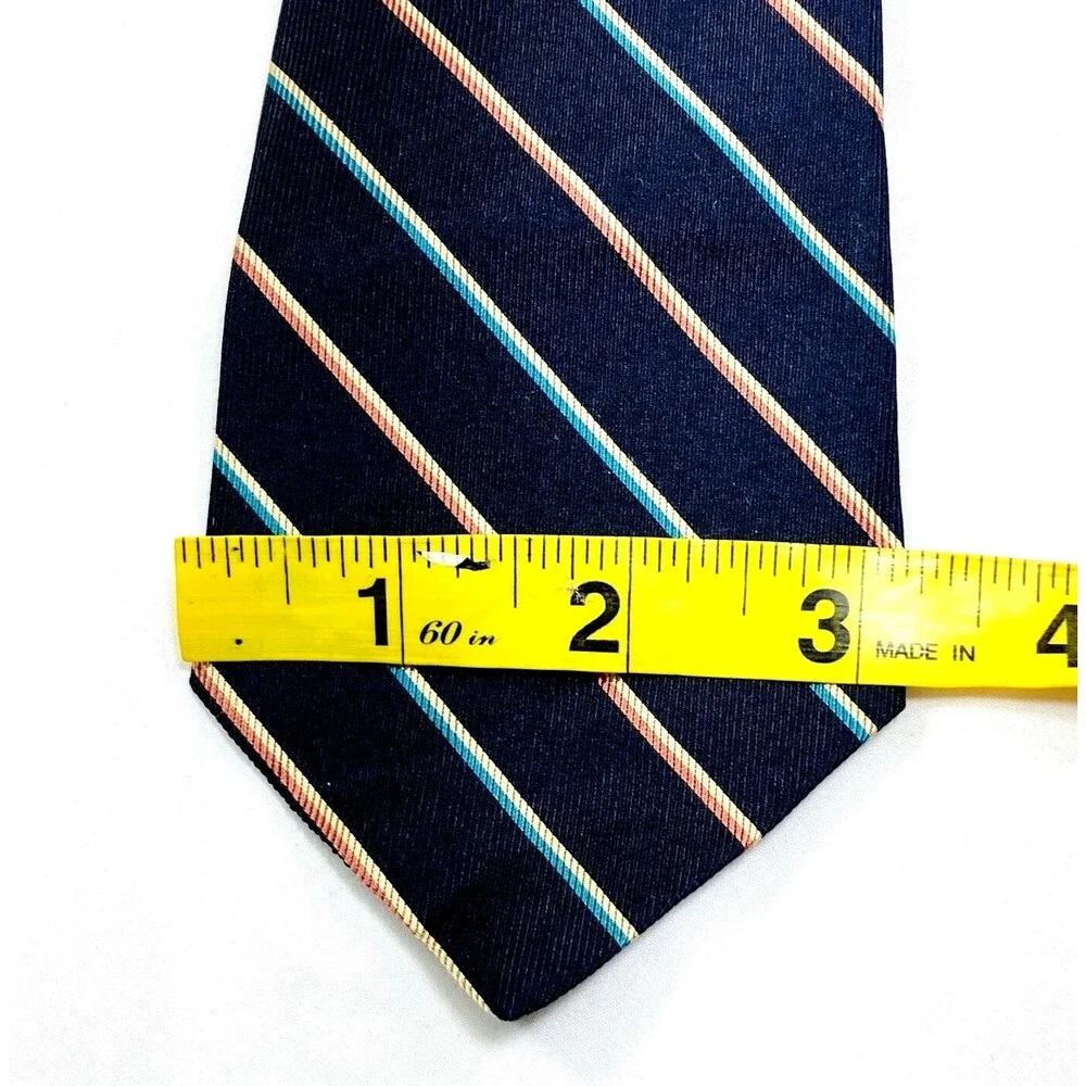 Michael Reed Tie Repp Stripe BLUE Designer Collection Vtg Y2K Academia Preppy